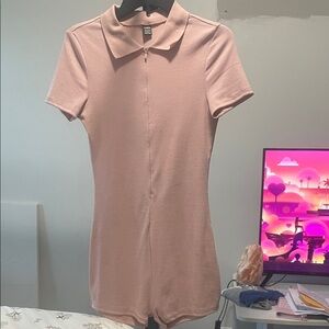 SHEIN light Pink Collared Romper